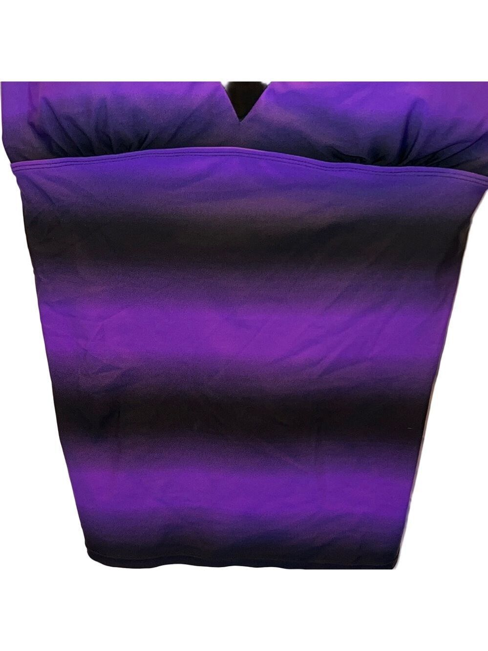 Purple and Black Strappy Swim Top, Plus Size 2X - Picture 3 of 8